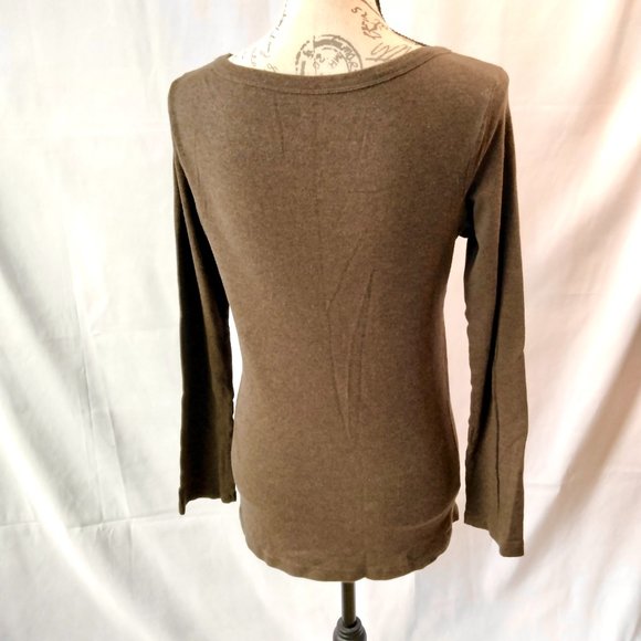 Daisy Fuentes LARGE My Favorite Layering Tee Long Sleeve Heather Brown - Picture 2 of 8
